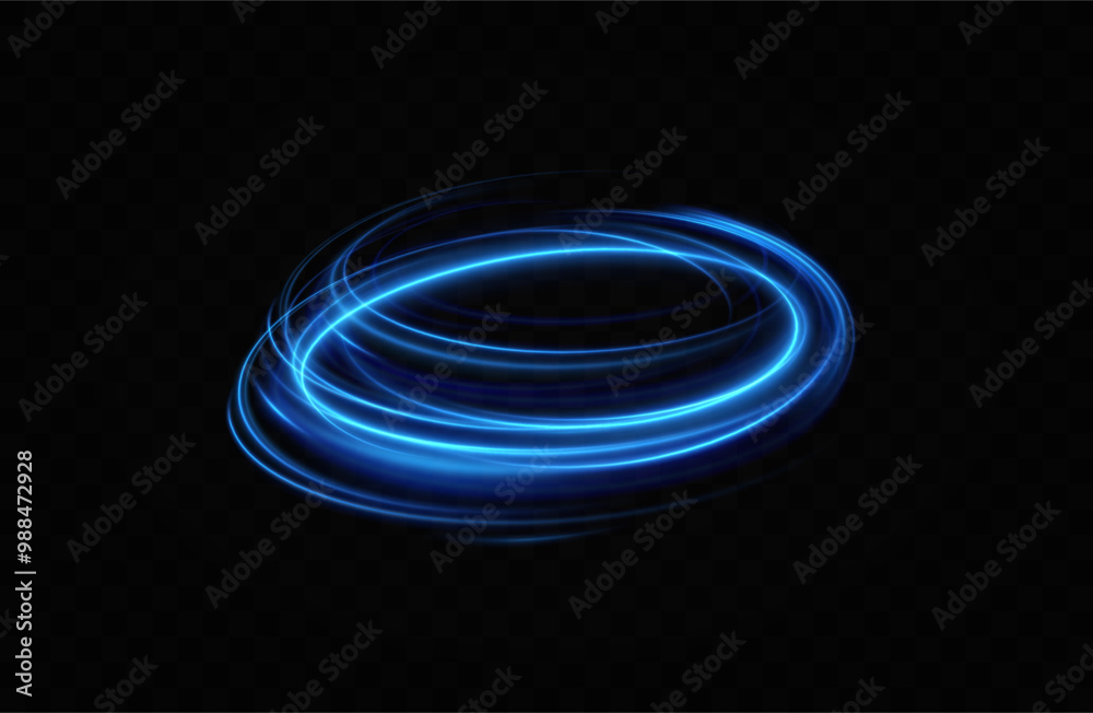 Poster blue neon ring. glowing circle. glow effect. round light frame. abstract light lines of movement and