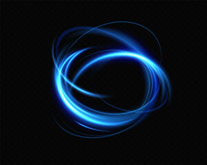 Blue neon ring. Glowing circle. Glow effect. Round light frame. abstract light lines of movement and speedAbstract light lines of movement and speed. light blue ellipse.	