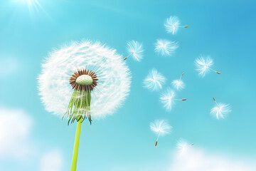 Dandelion Seeds Blowing In The Wind Illustration