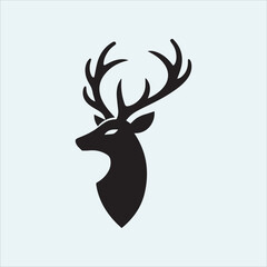 deer logo black icon, cartoon deer animal on a plain white background vector logo