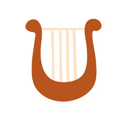 Lyre, classical ancient Greek string instrument. Traditional cultural music lyra icon. Antique historical small harp, lira. Flat graphic vector illustration isolated on white background