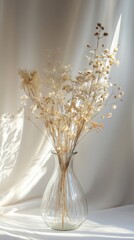 Chic Simplicity - Single Glass Vase with Dried Flower Arrangement
