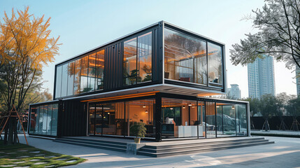 A meter container office and sales center.