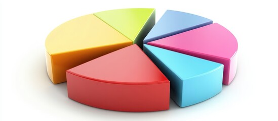 Obraz premium Colorful 3D Pie Chart with Segmented Slices Representing Data Visualization and Business Analytics