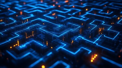 Obraz premium Abstract Digital Circuitry with Glowing Blue Lines