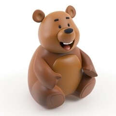 Fototapeta premium Cute bear In 3d style on white background
