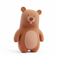 Naklejka premium Cute bear In 3d style on white background