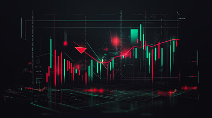 Obraz premium Abstract black background with Colorful charts and graphs with statistics to innovative analyze business potential and forecast future development of companies growth.