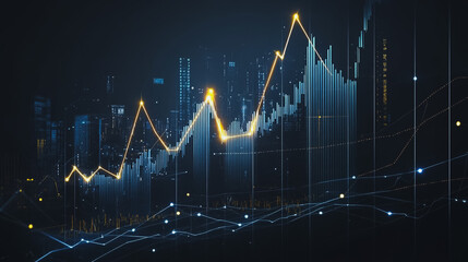 Abstract black background with Colorful charts and graphs with statistics to innovative analyze business potential and forecast future development of companies growth.