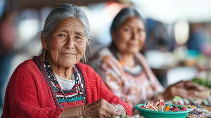 Native American artisans selling handmade crafts at a cultural festival, celebrating traditional craftsmanship