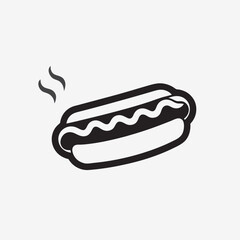 Hotdog with Mustard Glyph Icon – Vector Silhouette Illustration for Fast Food Graphics