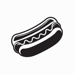 Hotdog with Mustard Glyph Icon – Vector Silhouette Illustration for Fast Food Graphics