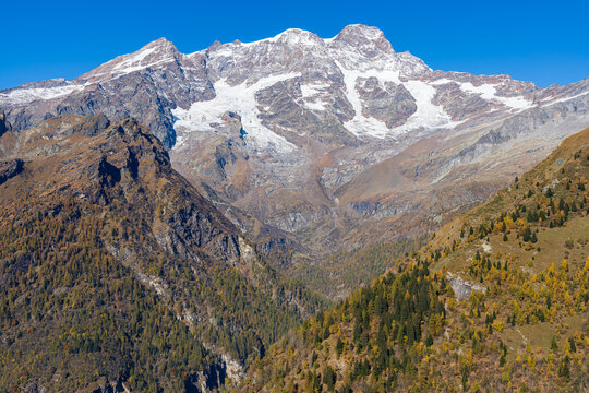 Il Monte Rosa in autunno visto da Alagna, Valsesia