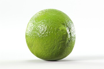 A bright green lime photographed from above, showcasing its texture and color