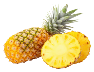 PNG Tropical pineapple slice fruit plant.