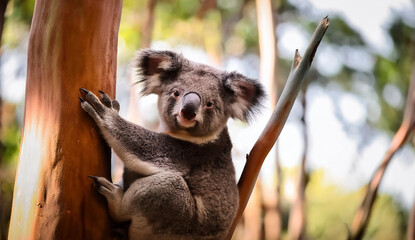 Fototapeta premium Wild Koala in the eucalyptus forests