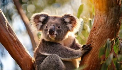 Fototapeta premium Wild Koala in the eucalyptus forests