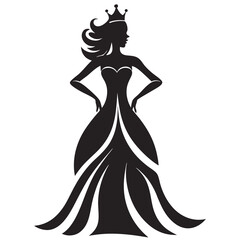 Silhouette of a beauty queen vector art illustration