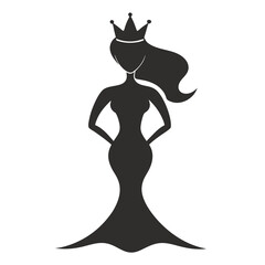 Silhouette of a beauty queen vector art illustration