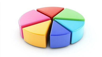 Colorful 3D Pie Chart with Segmented Slices Representing Data Visualization and Business Analytics