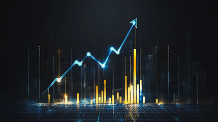 Naklejka premium Abstract business black background with Colorful charts and graphs with statistics to innovative analyze business potential and forecast future development of companies growth.