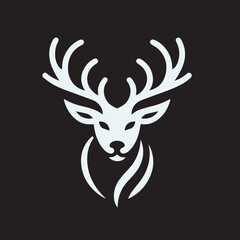deer logo black icon, cartoon deer animal on a plain white background vector logo