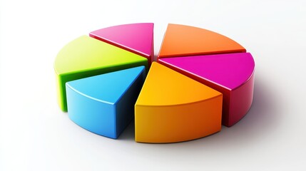 Obraz premium Colorful 3D Pie Chart on White Background Representing Data Visualization and Business Analytics