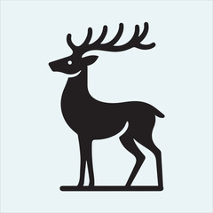 deer logo black icon, cartoon deer animal on a plain white background vector logo