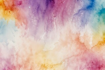 Fototapeta premium A soft watercolor texture with a mix of pastel pink, purple, yellow, and blue, perfect for backgrounds in artistic, creative, and design projects.