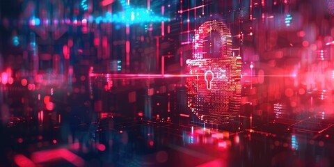 Fototapeta premium Digital Padlock. Securing Cyberspace with Data Theft Protection Graphics
