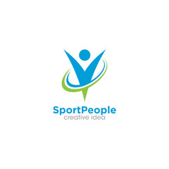 Sport People Logo Concept Logo Design Template