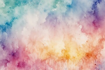 Fototapeta premium A soft watercolor texture with a mix of pastel pink, purple, yellow, and blue, perfect for backgrounds in artistic, creative, and design projects.