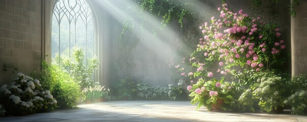 Enchanted castle with magical gardens, fantasy, rich colors, digital painting