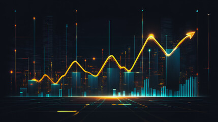 Abstract business black background with Colorful charts and graphs with statistics to innovative analyze business potential and forecast future development of companies growth.