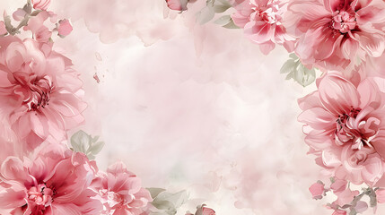 Obraz premium Dahlia Circle Frame Background watercolor