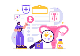 Venereologist Vector Illustration of Diagnosis for Dermatological Diseases, Sexually Transmitted Infections, and Bacterial Infections in a Background