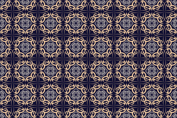 Oreintal Flora Damask Seamless pattern  embroidery, Indian style.  art ornament print.Design for carpet, cover,wallpaper, wrapping, fabric, clothing