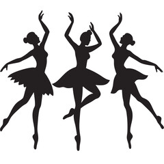 Ballet Dancing silhouettes vector art illustration