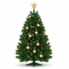 Festive Christmas Tree with Ornaments and Star Topper