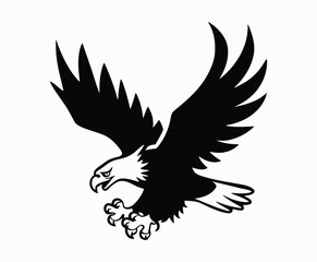 Obraz premium Bald eagle silhouette EPS vector isolated illustration and icon template on a white background