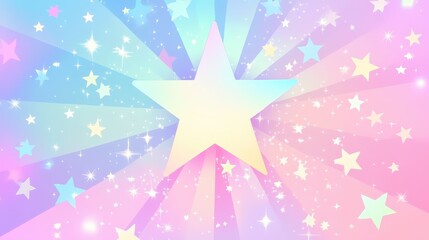 Fototapeta premium Magical Star Burst in Pastel Rainbow Colors