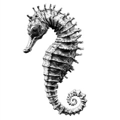 Fototapeta premium Detailed Illustration of a Seahorse in a Monochrome Style. Generative AI