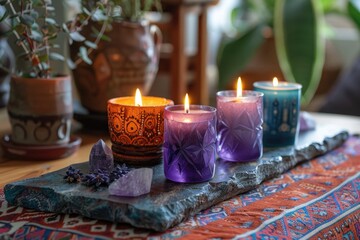 Cozy Morning at Home with Candles and Flowers by the Window