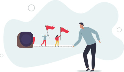 Measure employee performance, evaluation or assessment, staff improvement or success level,flat design with people.