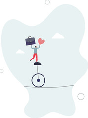 Work life balance, working lifestyle compromise with family or personal health,flat design with people.