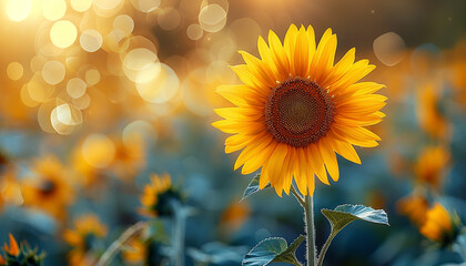 Obraz premium Sunflower with nature background generated.AI