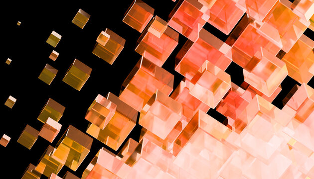 Abstract 3D design of cubes against black background
