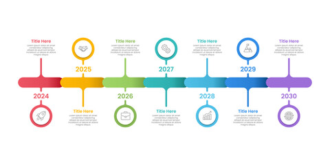 Business Horizontal Infographic Timeline. 7 Steps to Business Operation Plan for Success. Presentation, Marketing, and Annual Report. Vector illustration.