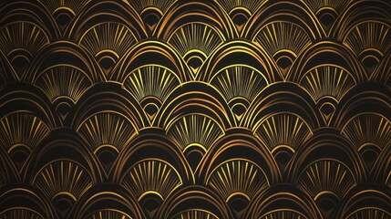 Elegant Art Deco Golden Wallpaper: A Luxurious VIP Invitation Background Texture for Print and Fabric Design