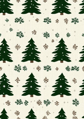Obraz premium Festive Green Christmas Sweater Pattern with Christmas Trees and Snowflakes